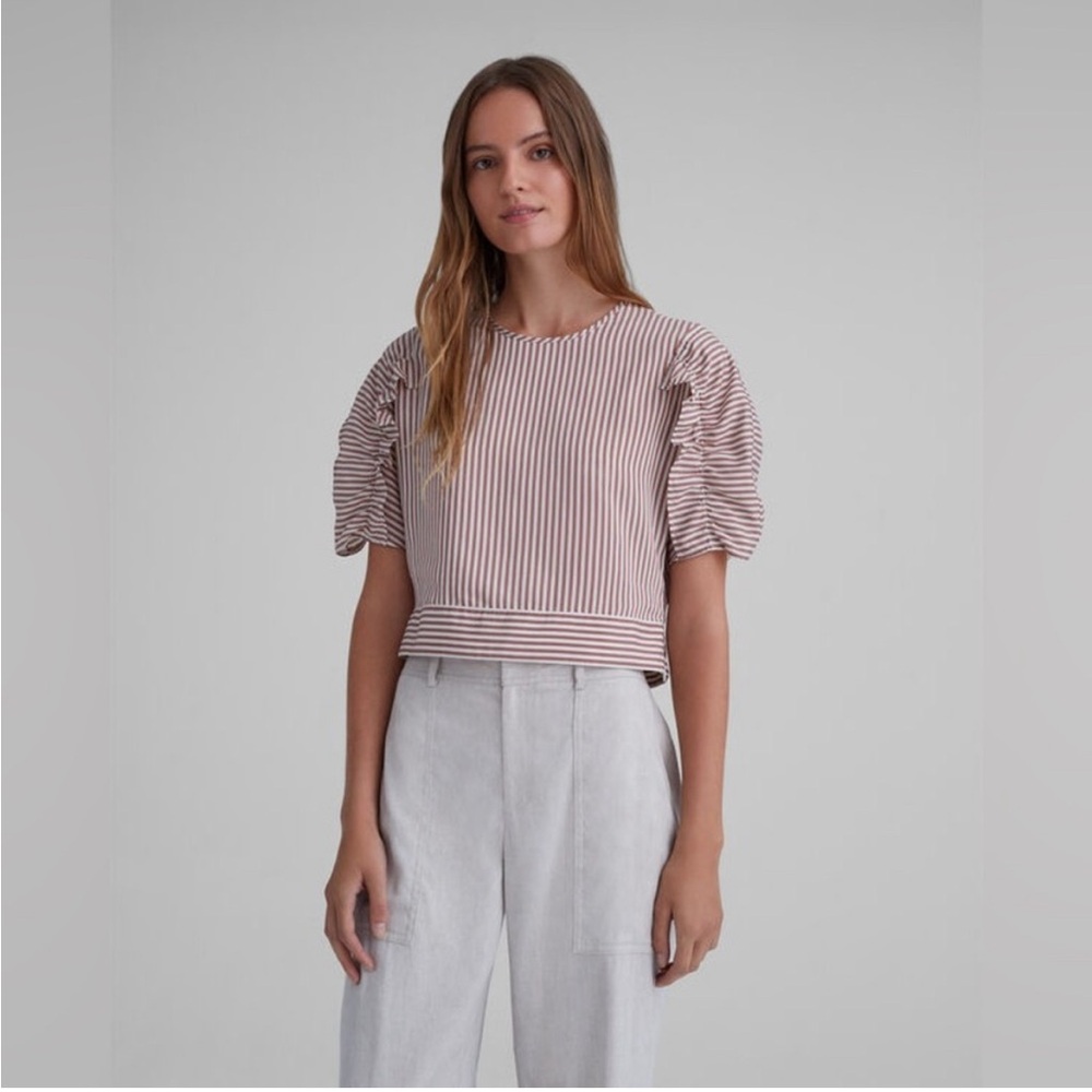 Club Monaco Striped Puff Sleeve Blouse